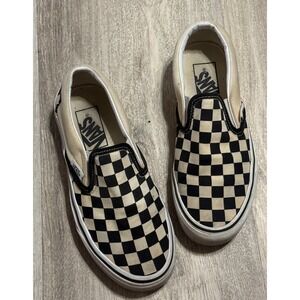 Vans Classic Slip-On Checkerboard Black White Sneakers Mens 3.5 Womens 5.0